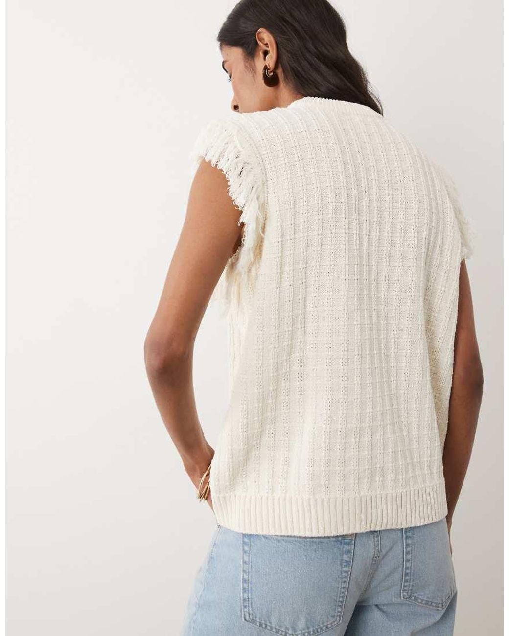 ASOS Natural Knitted Tweed Tank Jumper