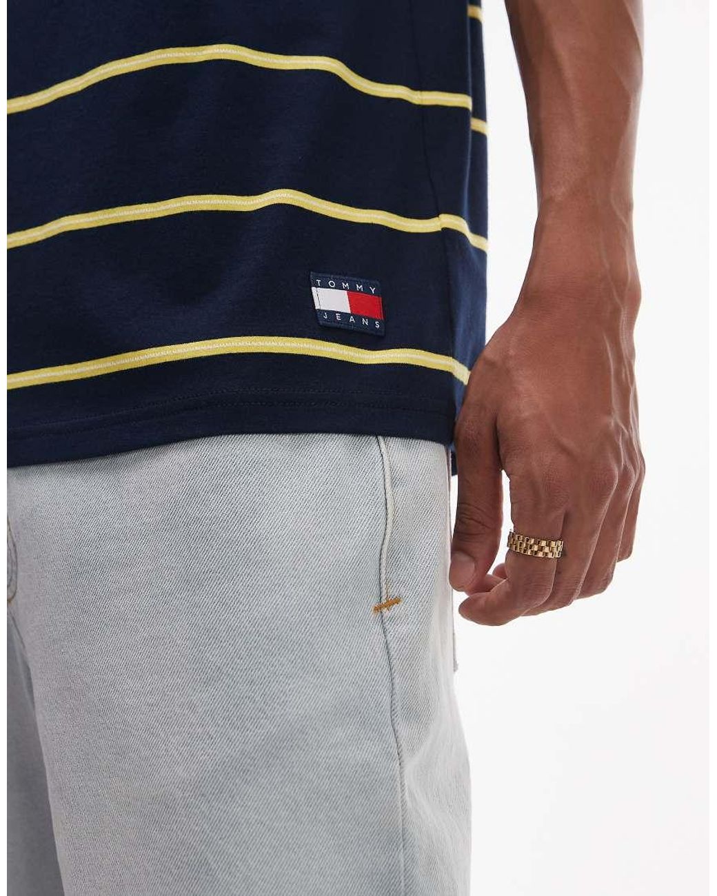 Tommy Hilfiger Yellow Textured Stripe T-Shirt for men