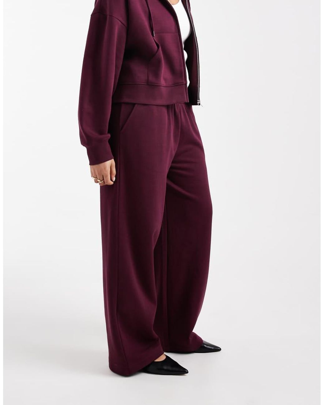 ASOS Red Asos Design Curve Wide Leg Brushback Sweatpants
