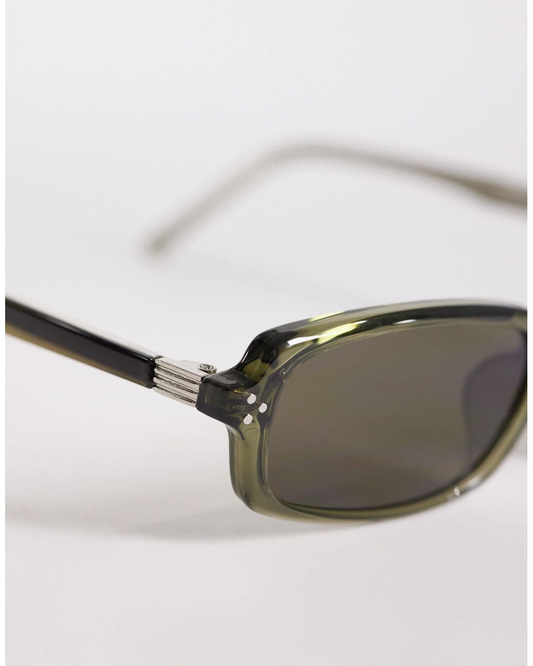 ASOS Natural Premium Slim Rectangle Sunglasses for men