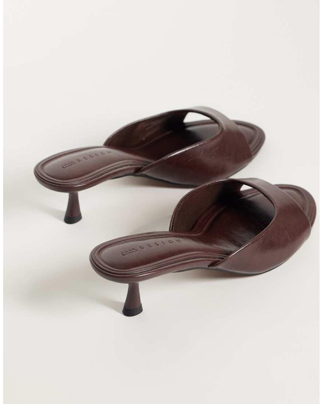 ASOS Brown Wide Fit High-five Kitten Heel Mules