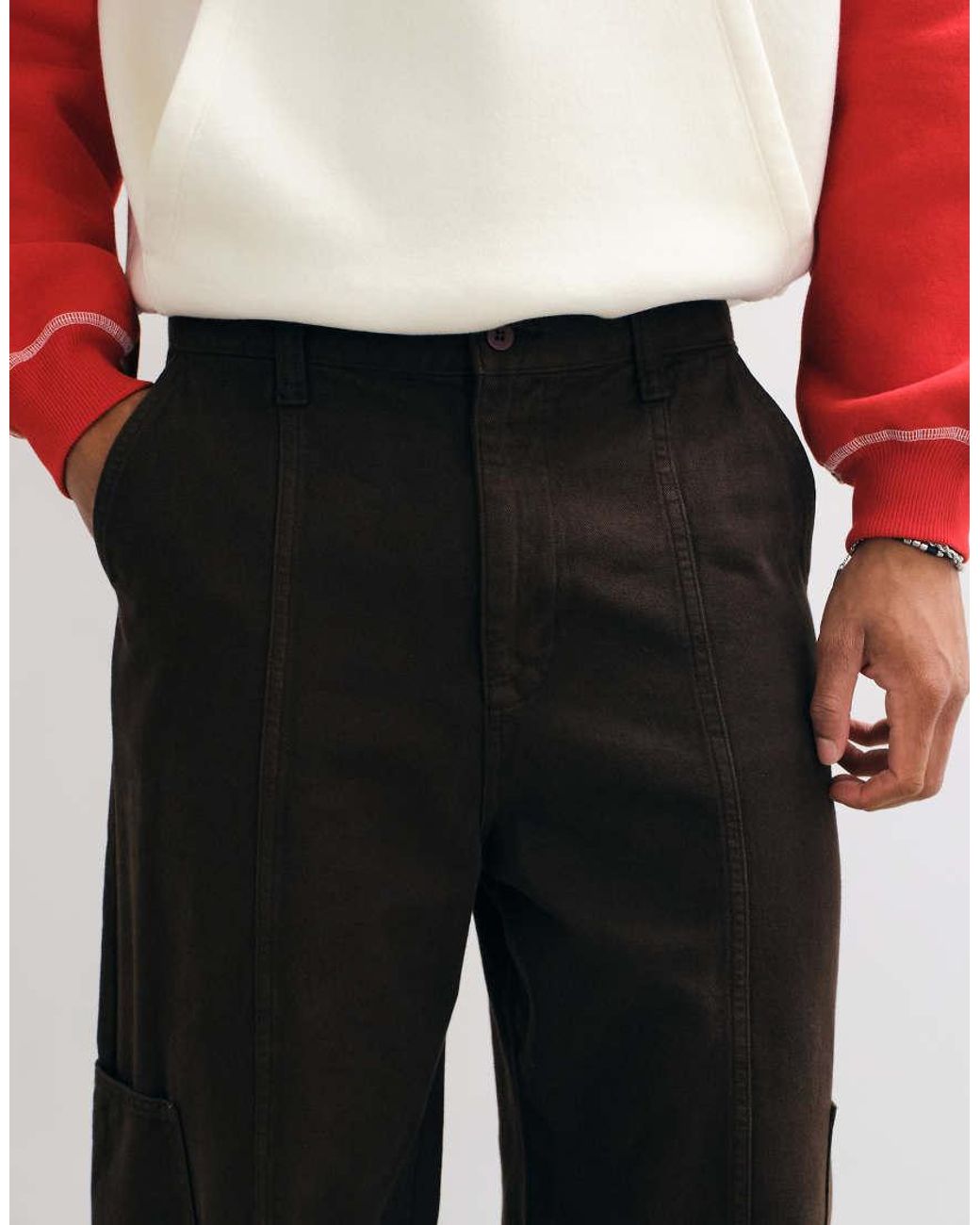 ASOS Brown Barrel Cargo Pants for men