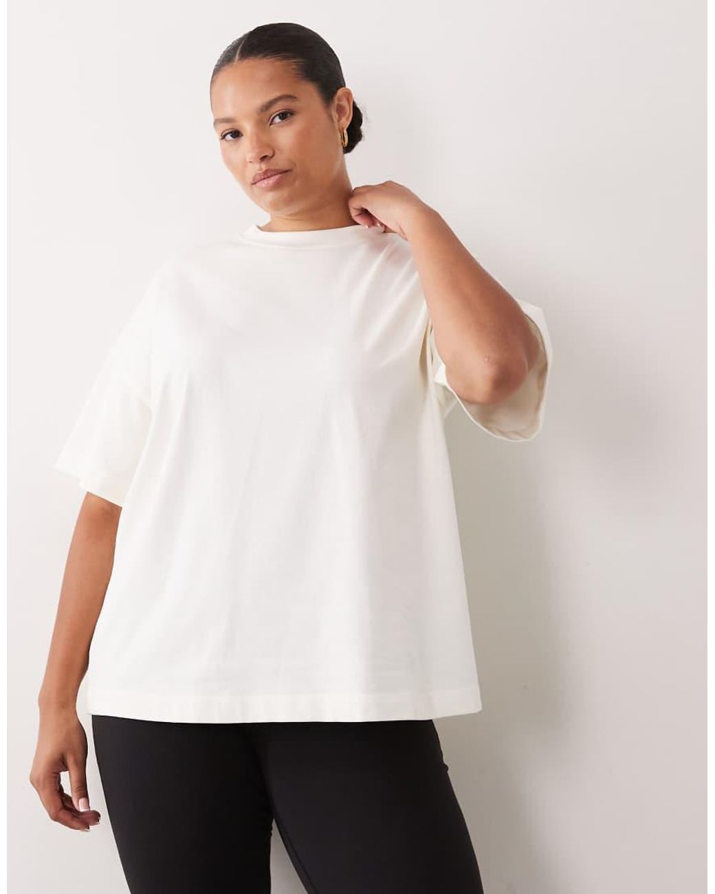 4505 White Curve Heavyweight Cotton Oversized T-shirt With Sun Back Print