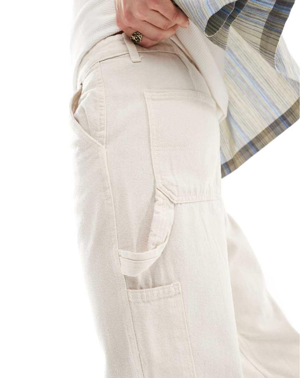 Only & Sons White Edge Straight Fit Carpenter Jeans for men
