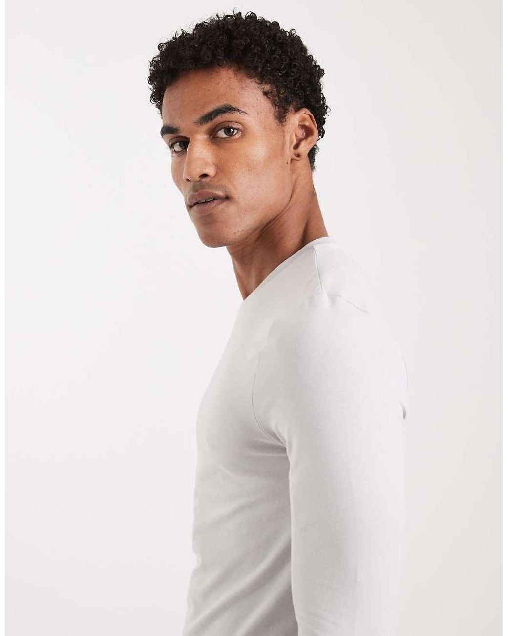 ASOS White Essentials Muscle Fit Long Sleeve T-shirt for men