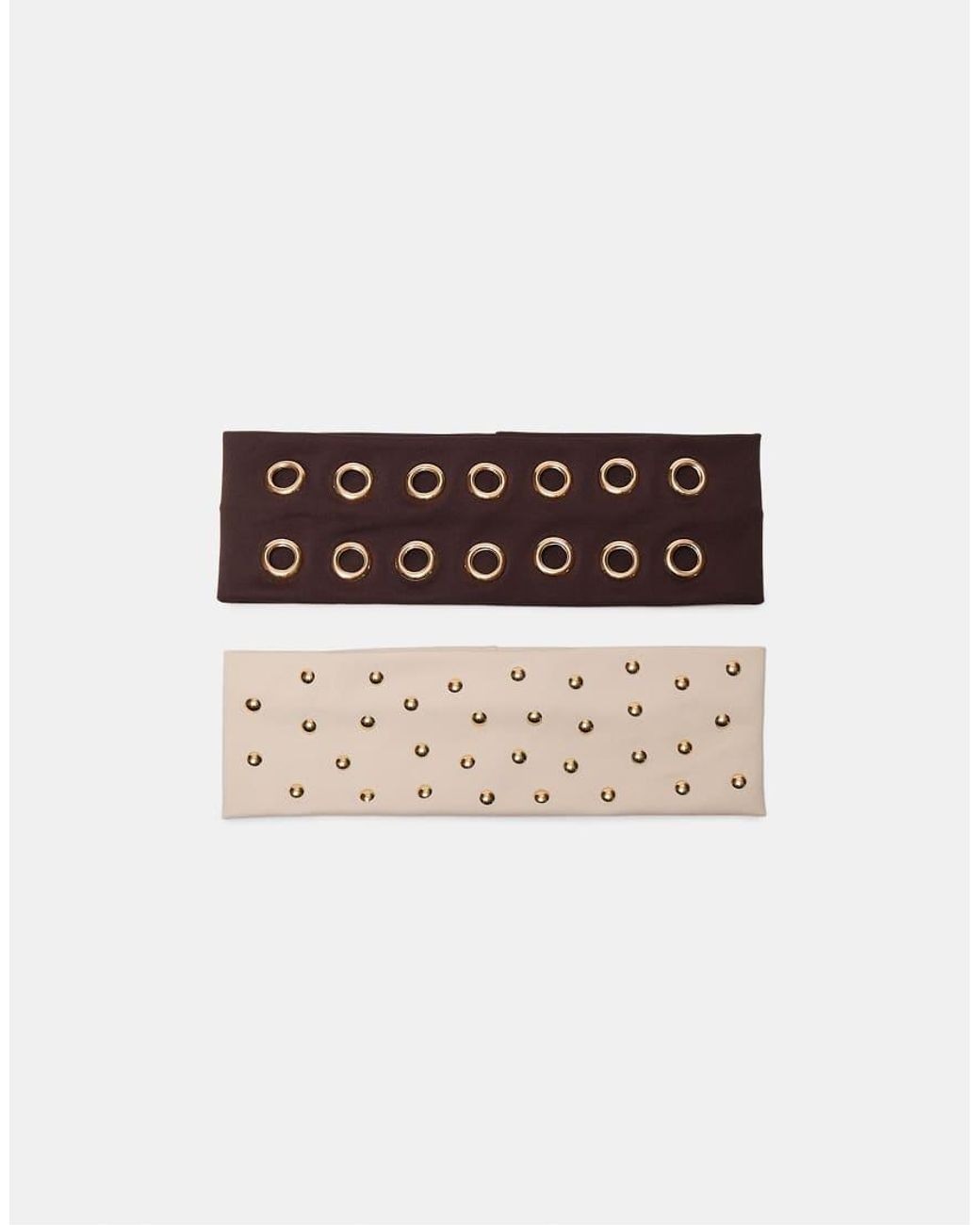 Stradivarius White Set Of 2 Headbands With Studs