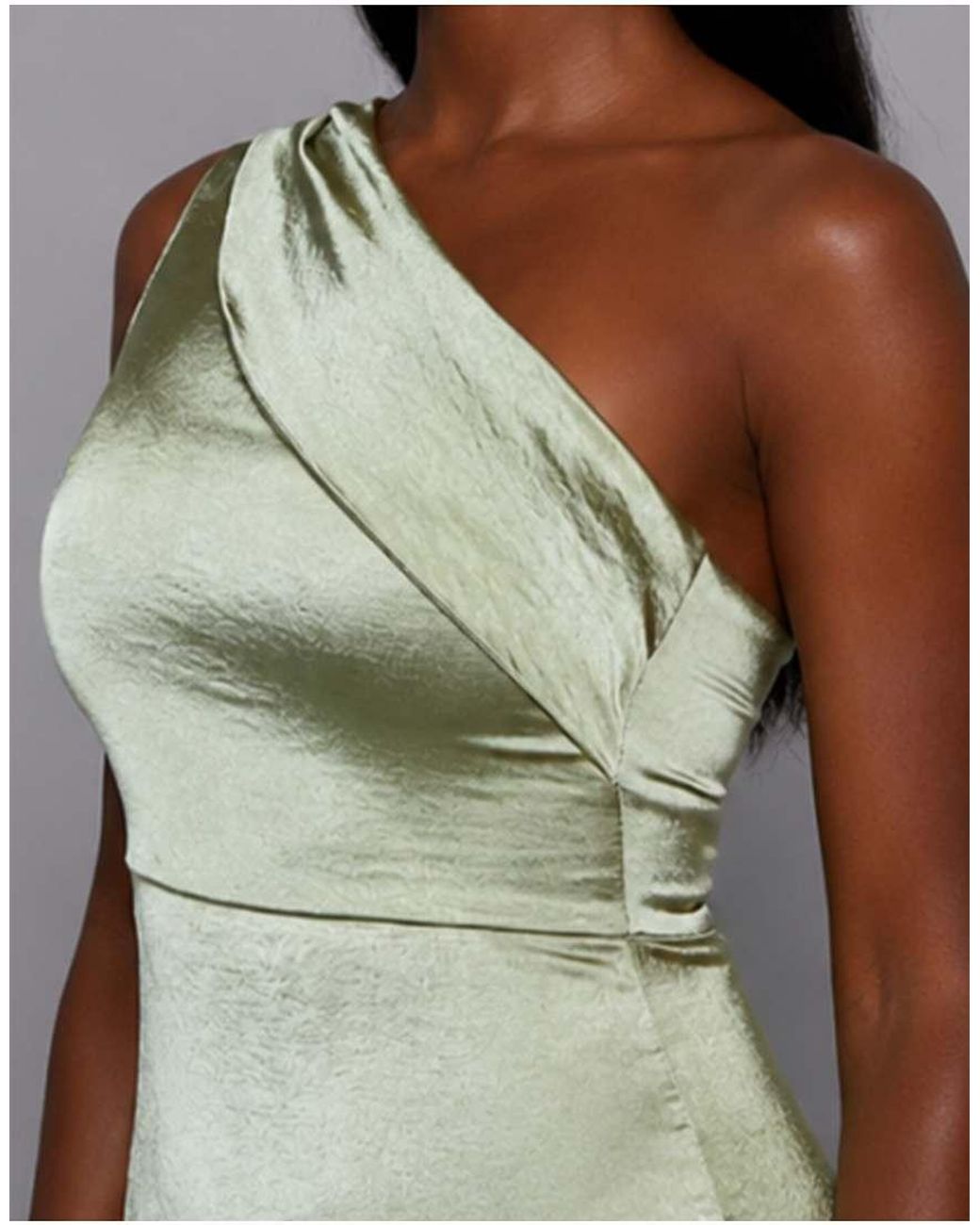 Vesper Brown One Shoulder Satin Maxi Dress