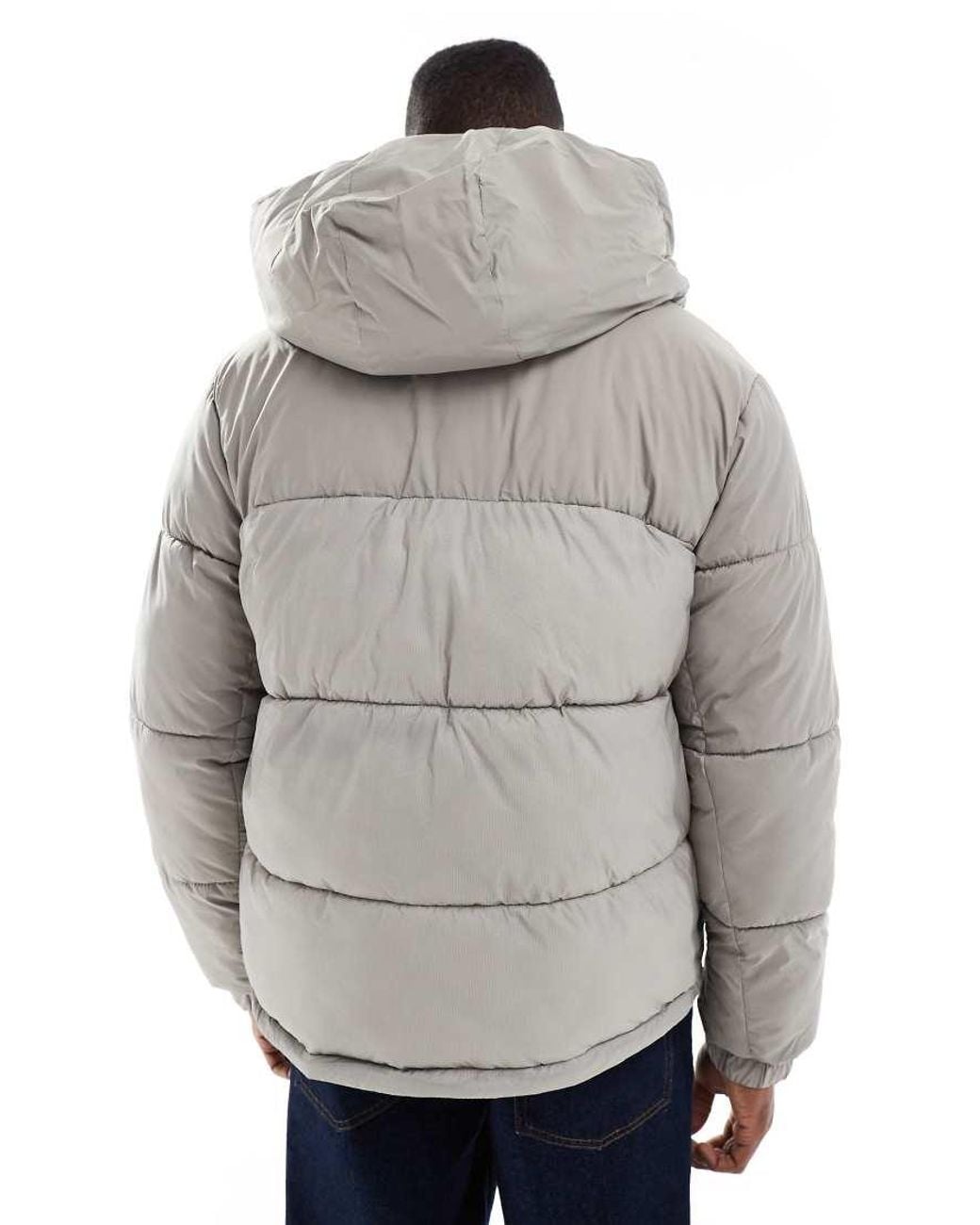 Jack & Jones Gray Hooded Puffer Jacket for men