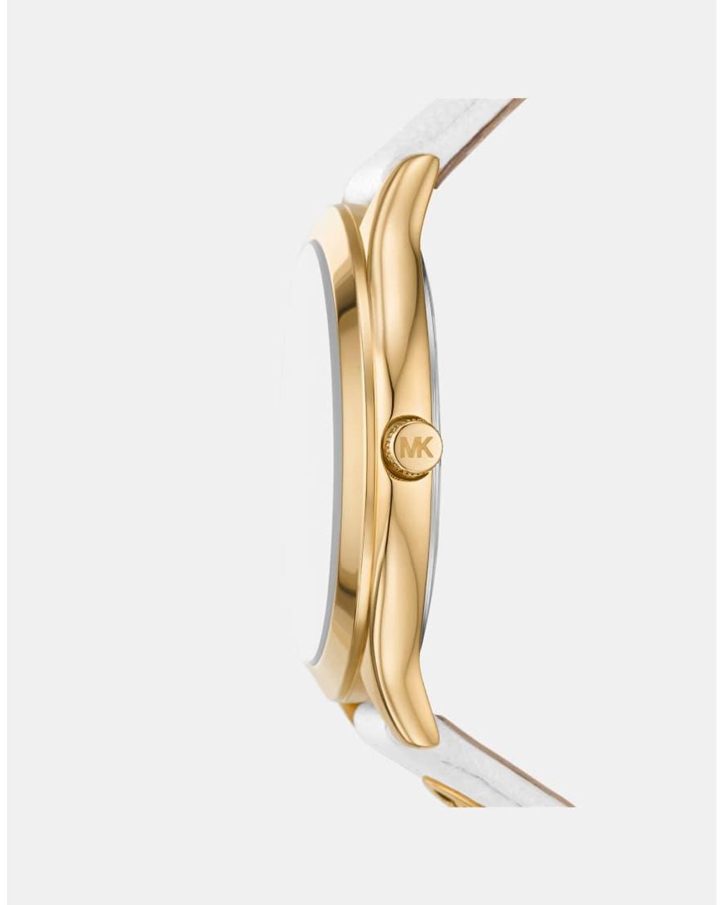 Michael Kors Metallic Slim Runway Three-Hand Leather Watch
