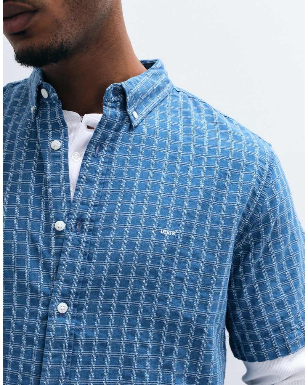 Levi's Blue Co-Ord Authetic Micro Check Shirt for men