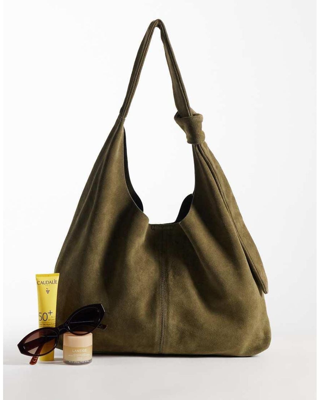 Accessorize Green Suede Knot Slouch Shoulder Bag