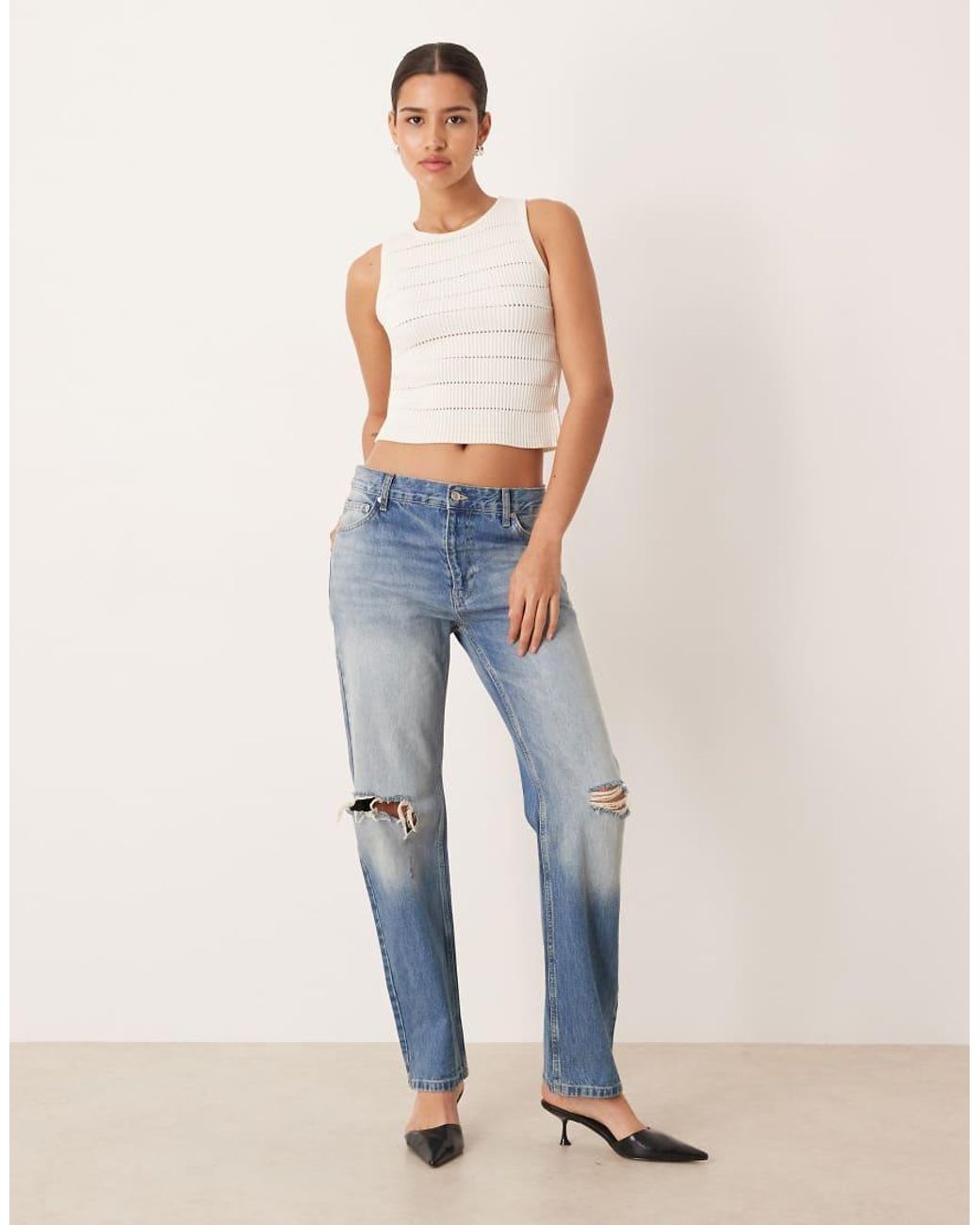 Calvin Klein Blue Cropped Chenille Knitted Vest