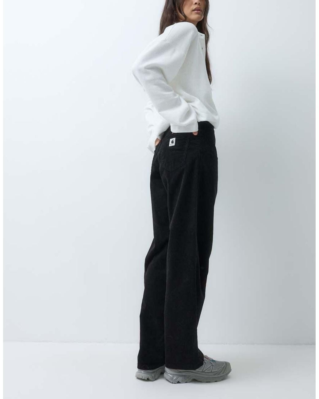 Carhartt White Brandon Loose Fit Thin Corduroy Trousers