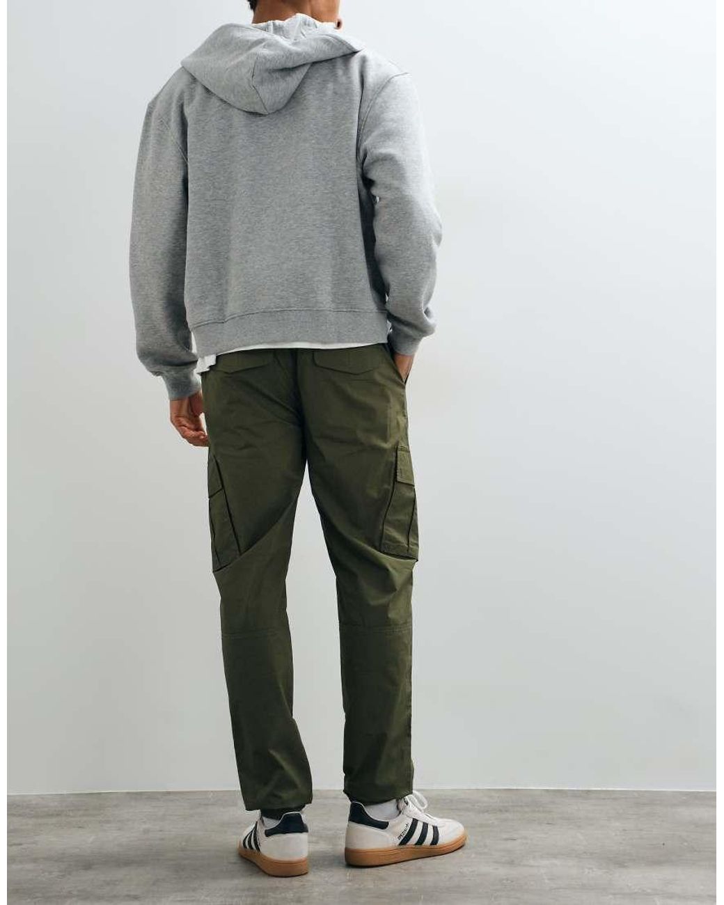 Threadbare Gray Drawstring Waist Cargo Trousers for men