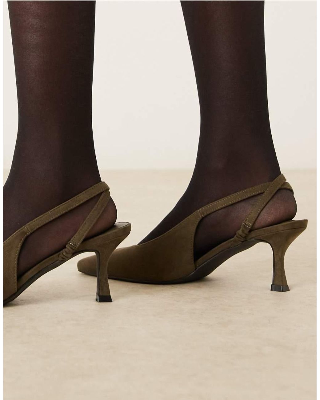 Glamorous Natural Slingback Kitten Heeled Shoes