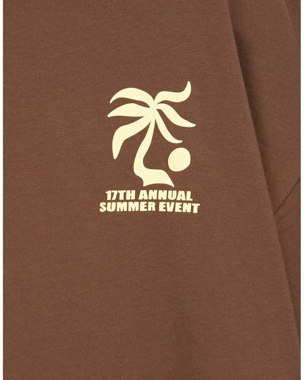 Pull&Bear Brown Oversize Palm Tree Graphic T-shirt
