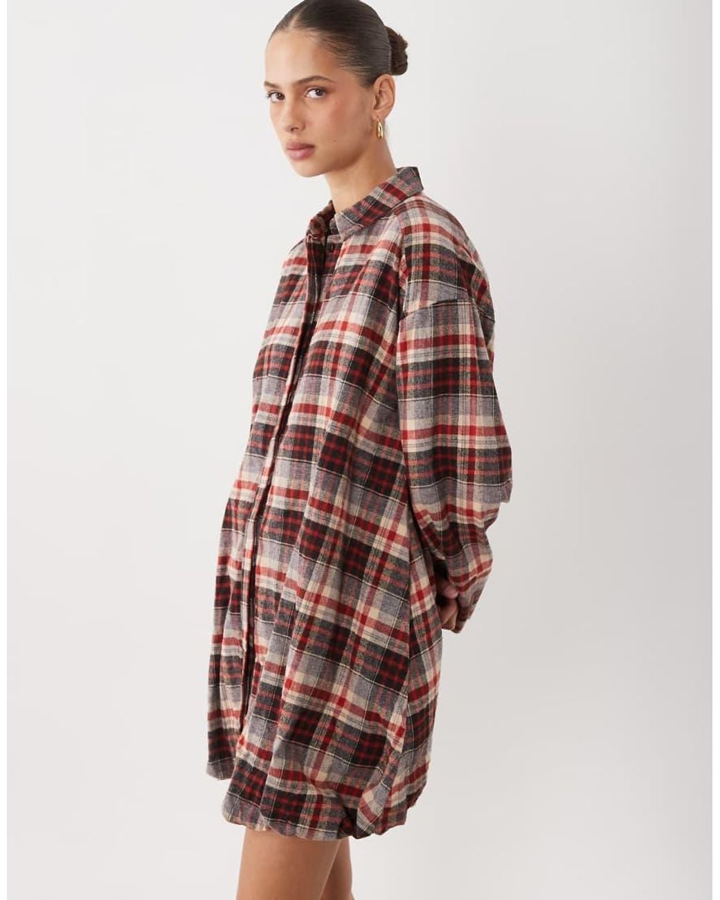 ASOS Pink Wide Cuff Shirt Mini Dress With Bubble Hem