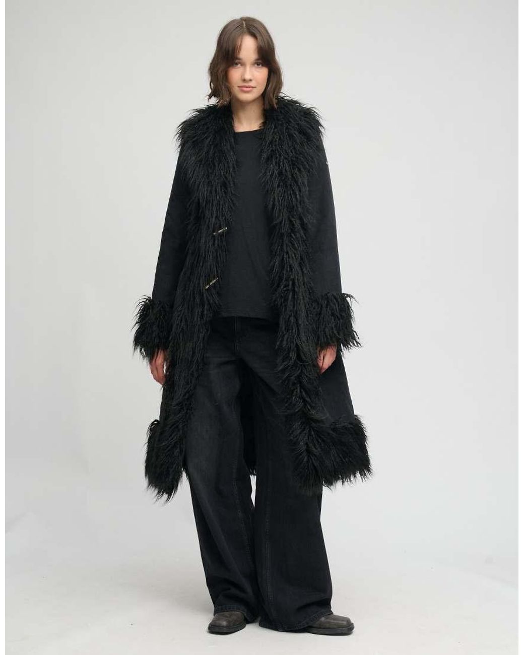 Superdry Black Long Afghan Coat