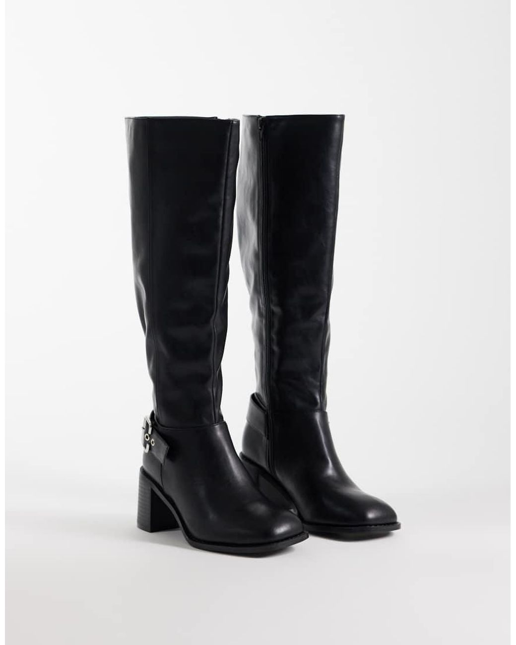 Public Desire Black Ruth Block Heel Knee Boots