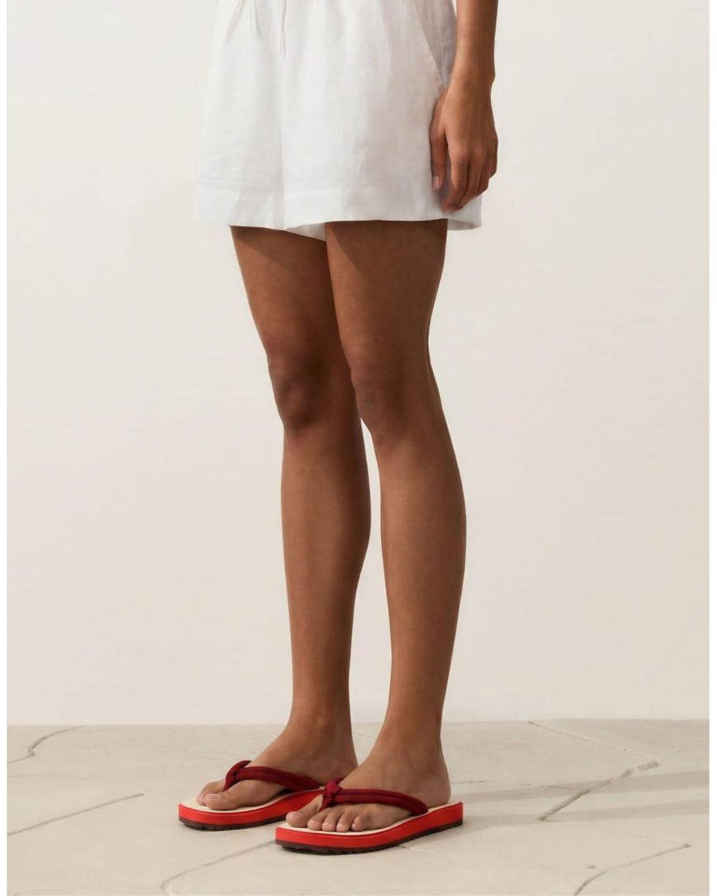 Oysho Red Braided Rope Beach Sandals