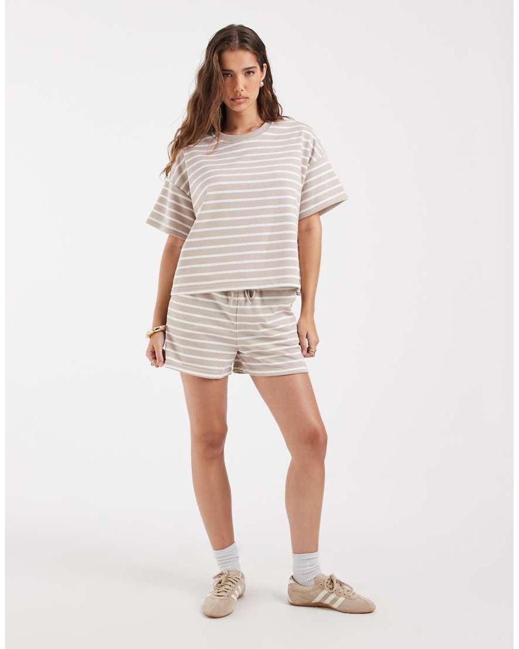 Pieces White Boxy Sweat T-shirt Co-ord