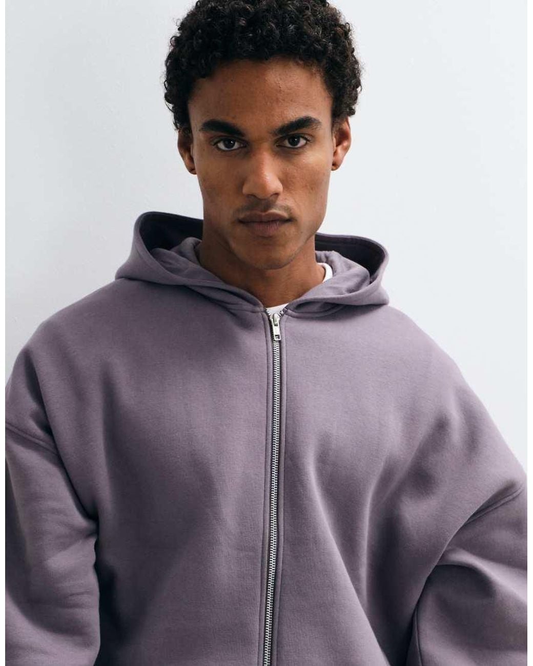ASOS Purple Extreme Oversized Zip Through Hoodie With Side Seam Pockets for men