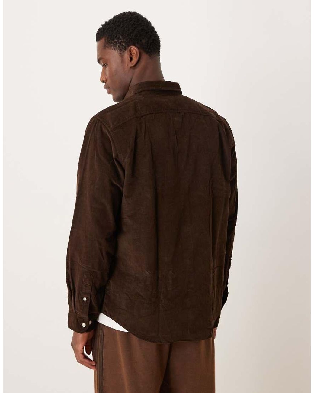 SELECTED Brown 100% Cotton Cord Shirt for men