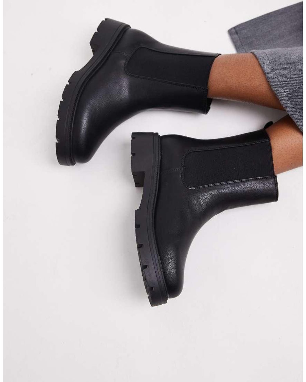 Schuh Black Abbie Wide Fit Chunky Chelsea Boots