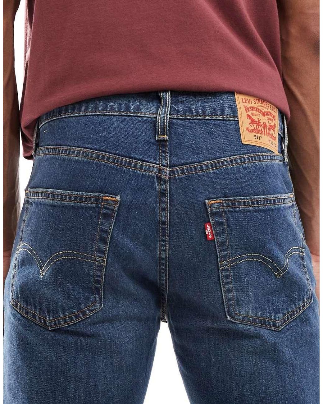 Vaqueros De Corte Slim Con Lavado Vintage Oscuro 511 De -Azul Marino Levi's de hombre de color Red