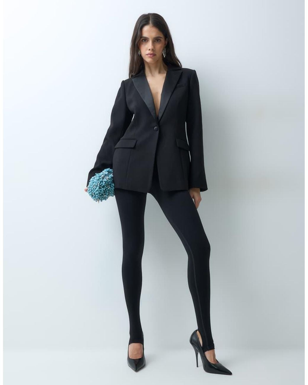 Nobody's Child Black Satin Trim Tuxedo Blazer Co-ord