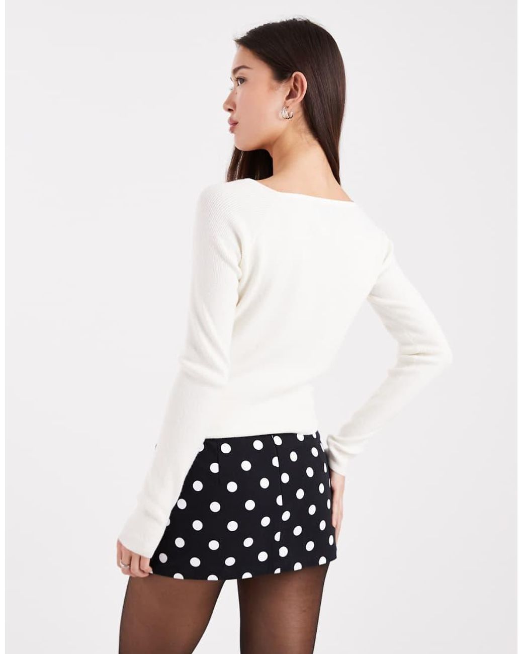 Edikted White Noreen Polka Dot Mini Skort