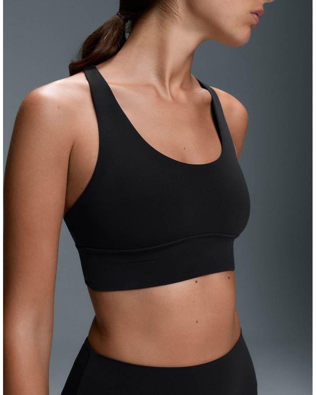 Oysho Black Medium-support Comfortlux Sports Bra With Cups