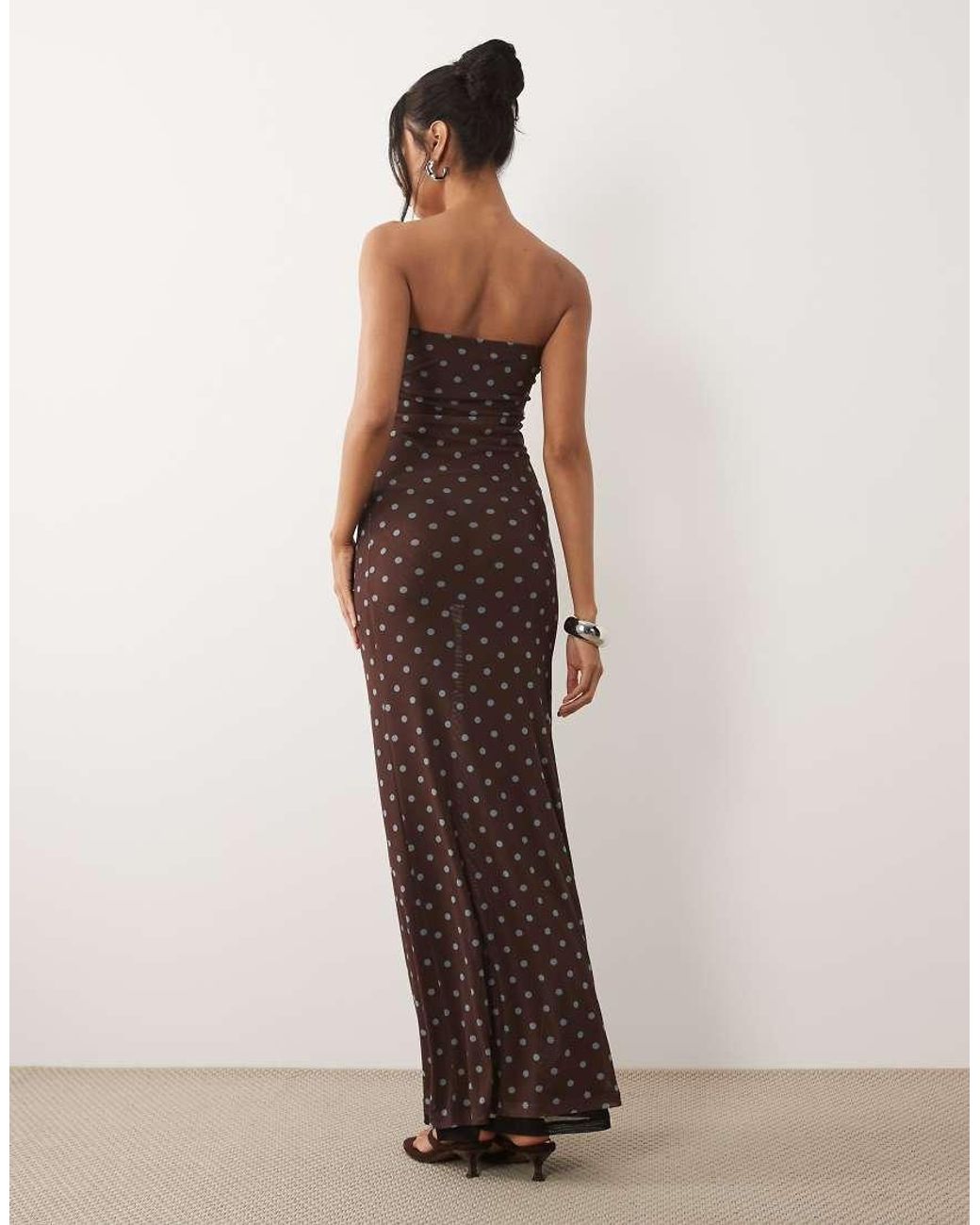 ASOS Natural Sheer Mesh Bandeau Maxi Dress