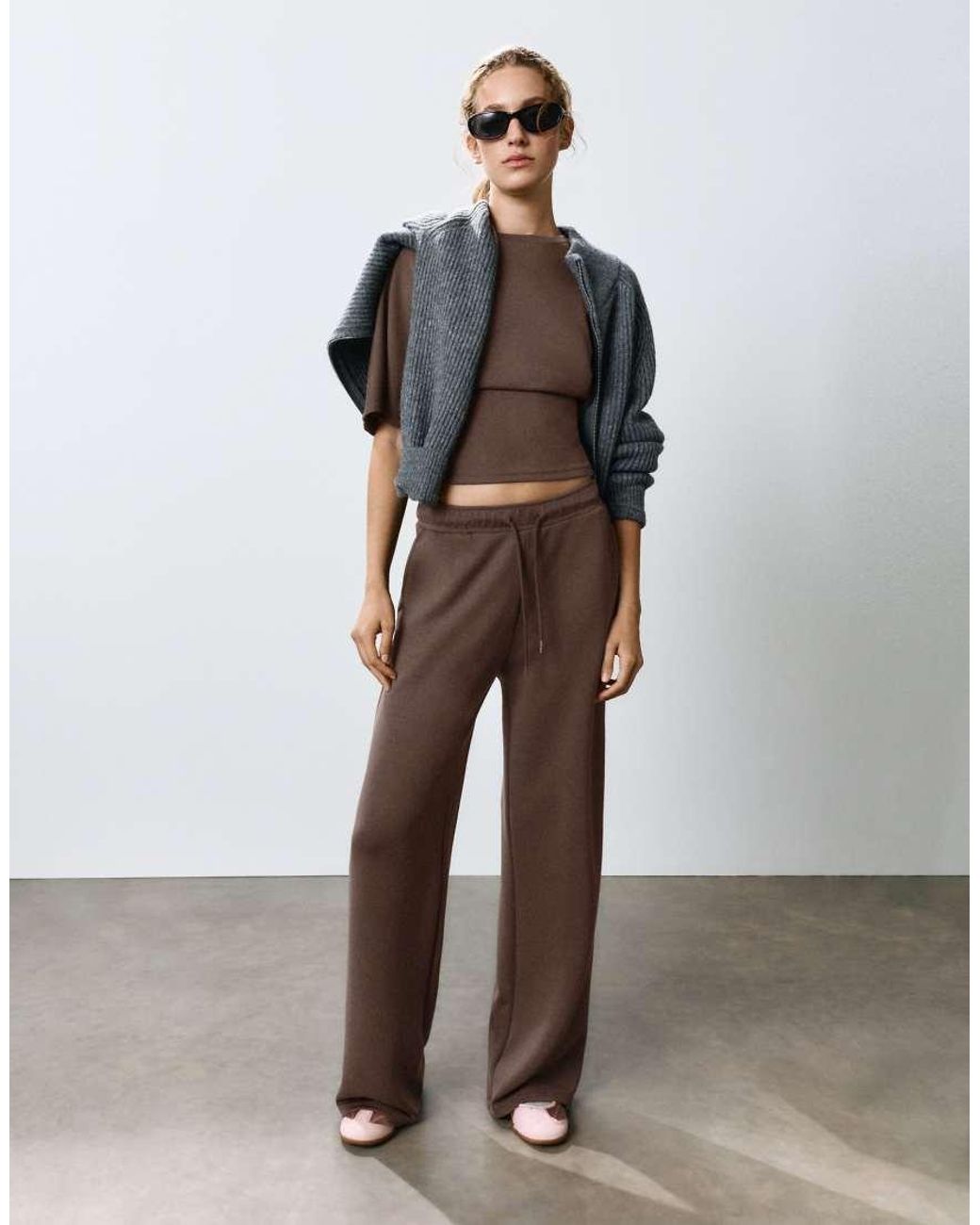 Pull&Bear Natural Modal Wide-Leg Trousers