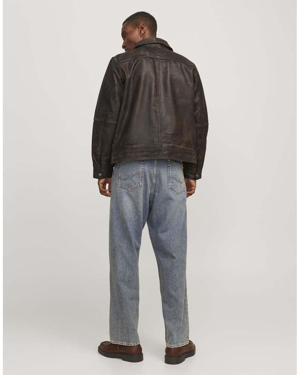 Jack & Jones Brown Leather Jacket for men