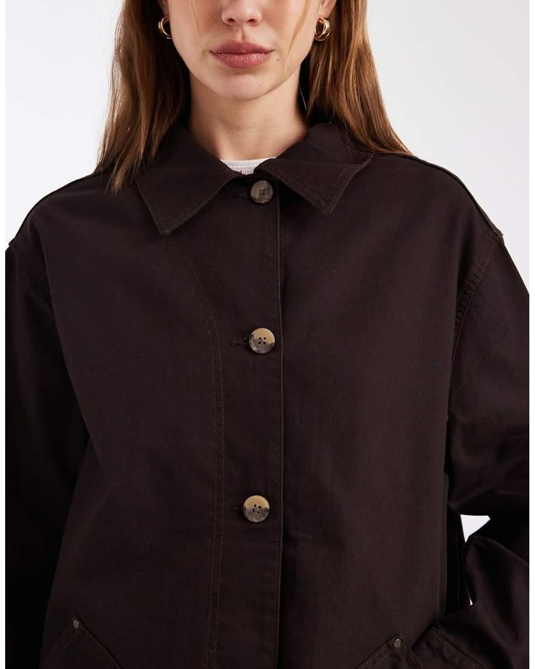 ASOS Black Oversized Cotton Harrington Jacket
