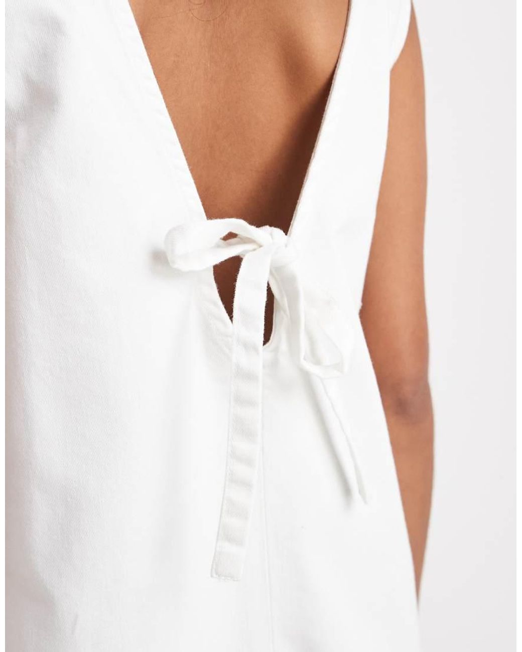 ONLY White Bow Detail Denim Mini Dress