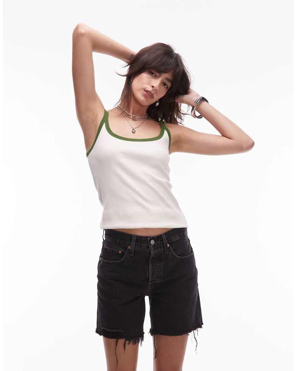 Levi's Black 501 Mid Thigh Shorts With Distressed Hem