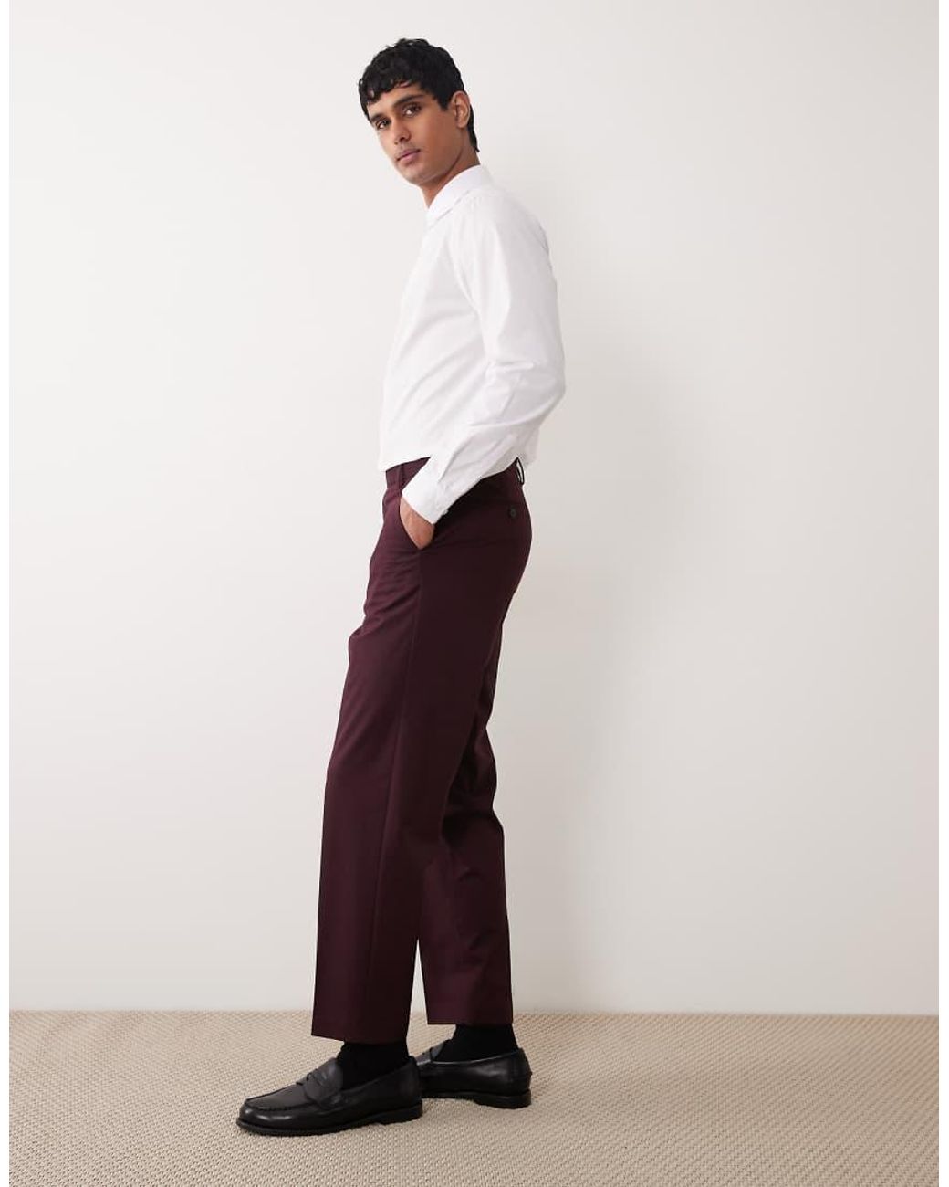 ASOS Red Relaxed Tape Suit Pants for men