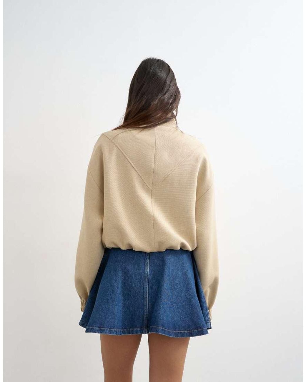 TOPSHOP Blue Denim Pleated Full Mini Skirt
