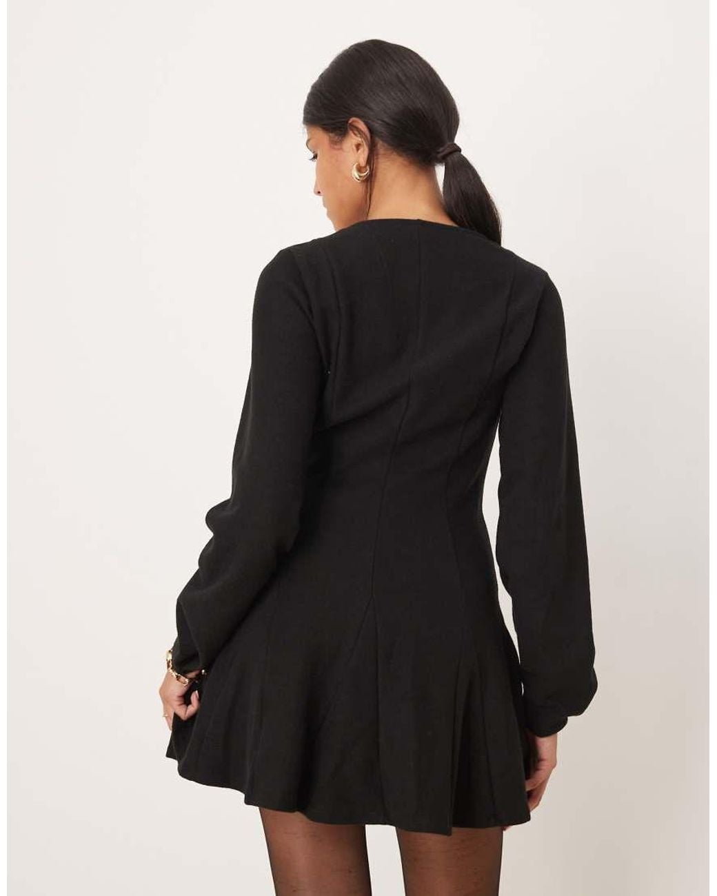 ASOS Black Supersoft V-front Fit And Flare Mini Dress