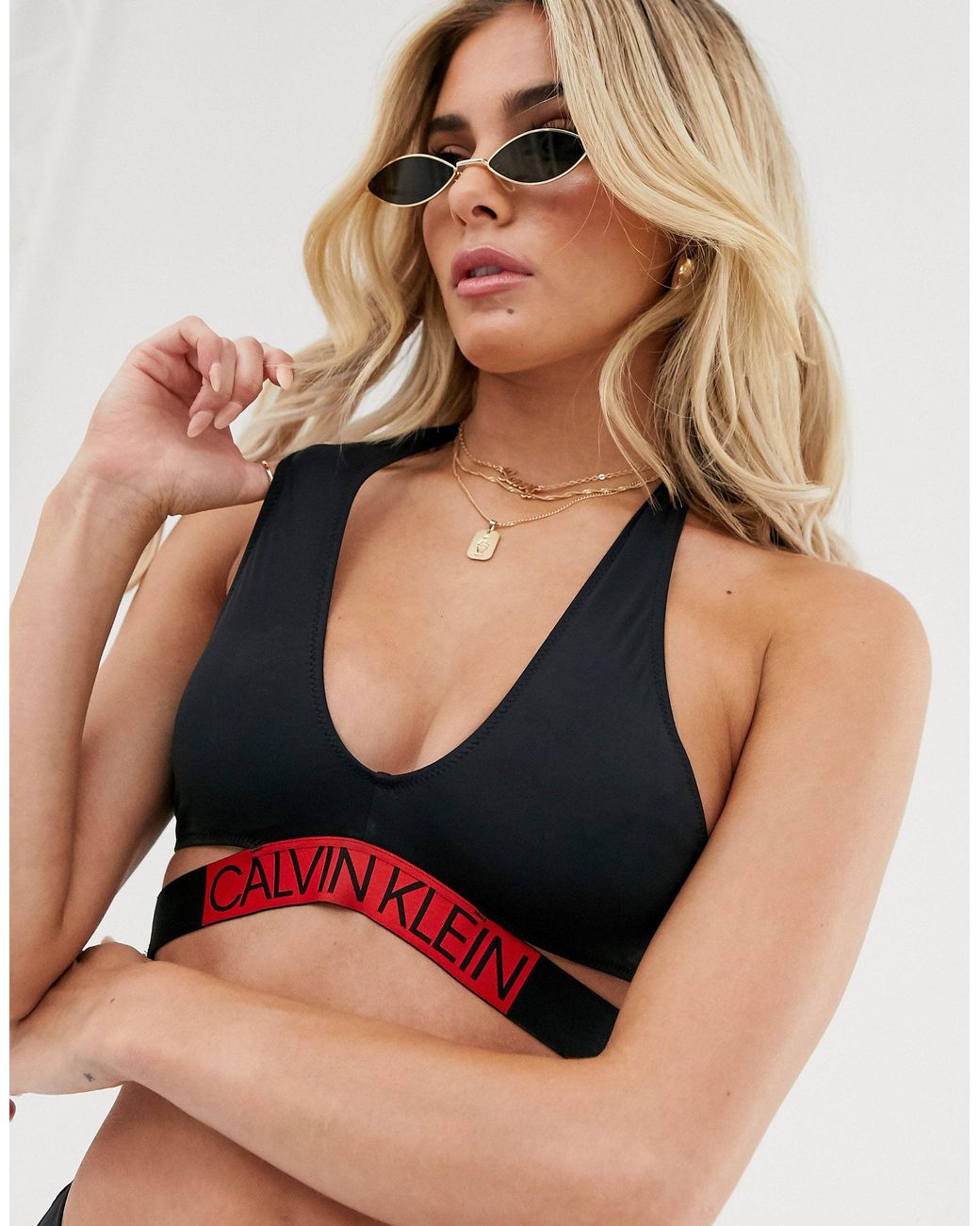 crossover halter bikini top