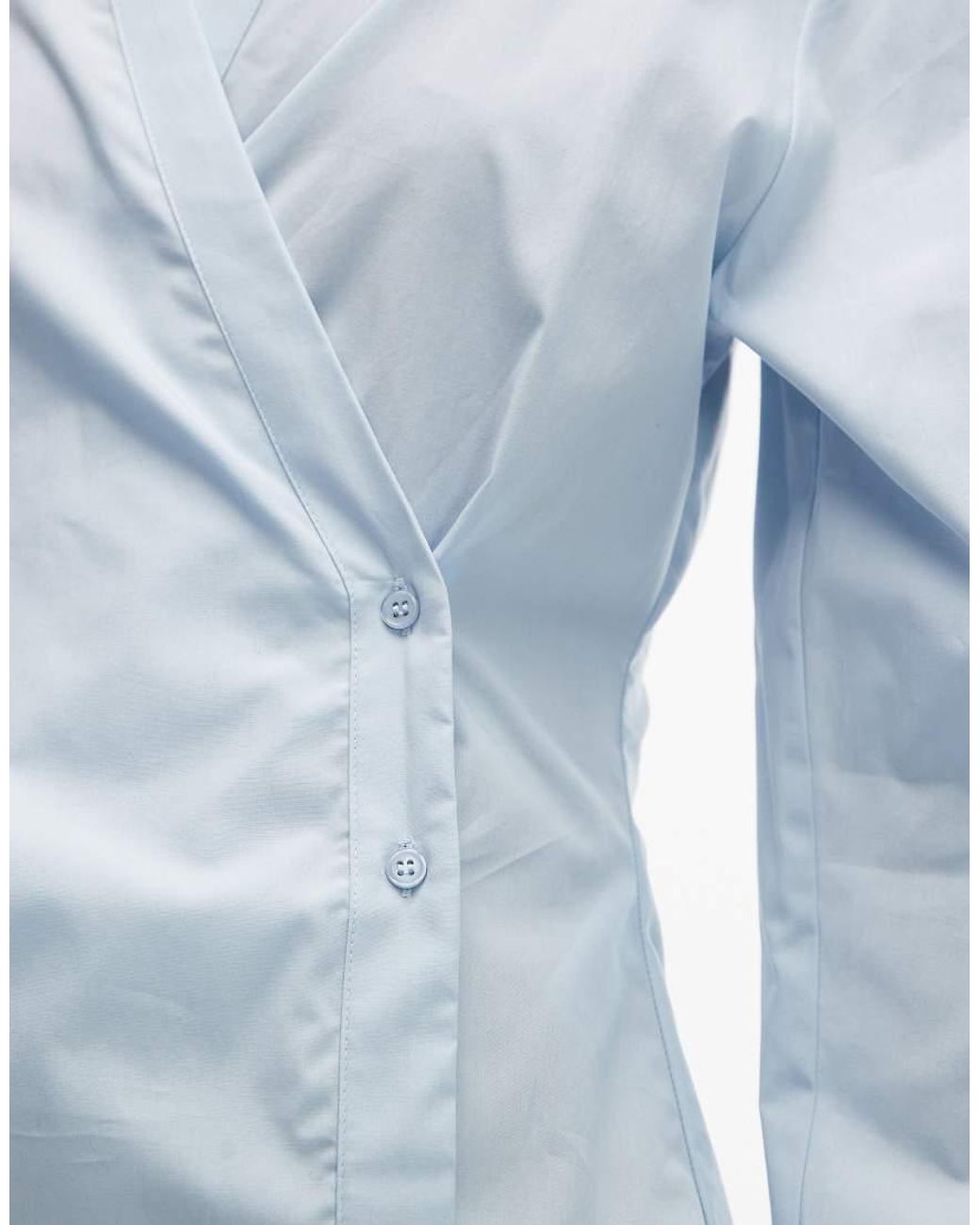 ASOS Blue Wrap Shirt With Cocoon Sleeve