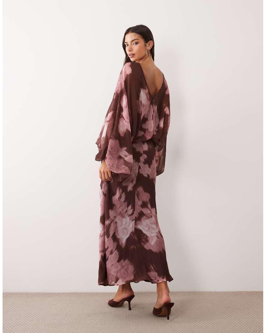 ASOS Multicolor Balloon Sleeve Blouson Waist Maxi Dress