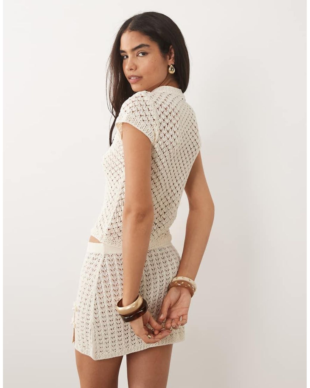 Mango White Shanghai Knit Top