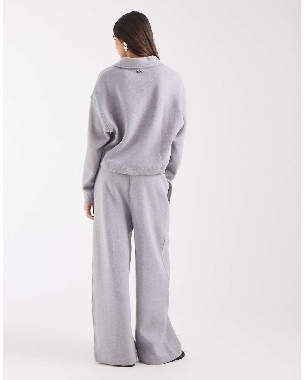Lacoste White Loose Fit Ribbed Interlock Co-Ord Trousers