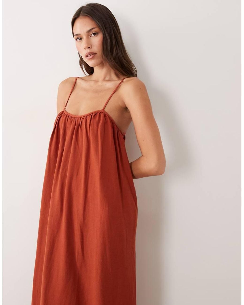 Vila Red Linen Touch Cami Maxi Dress