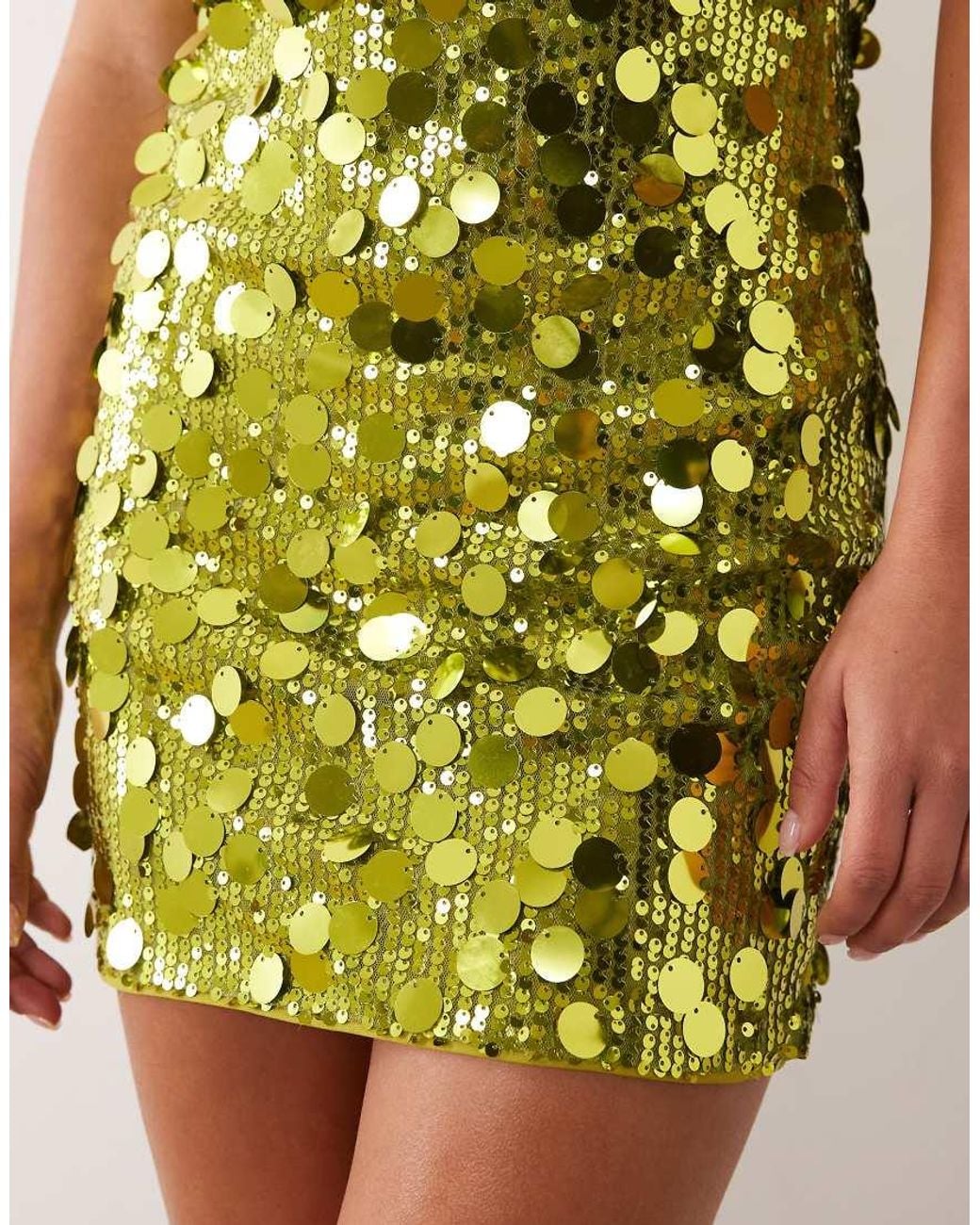 Kaiia Green Exclusive Disc Sequin Bandeau Mini Dress