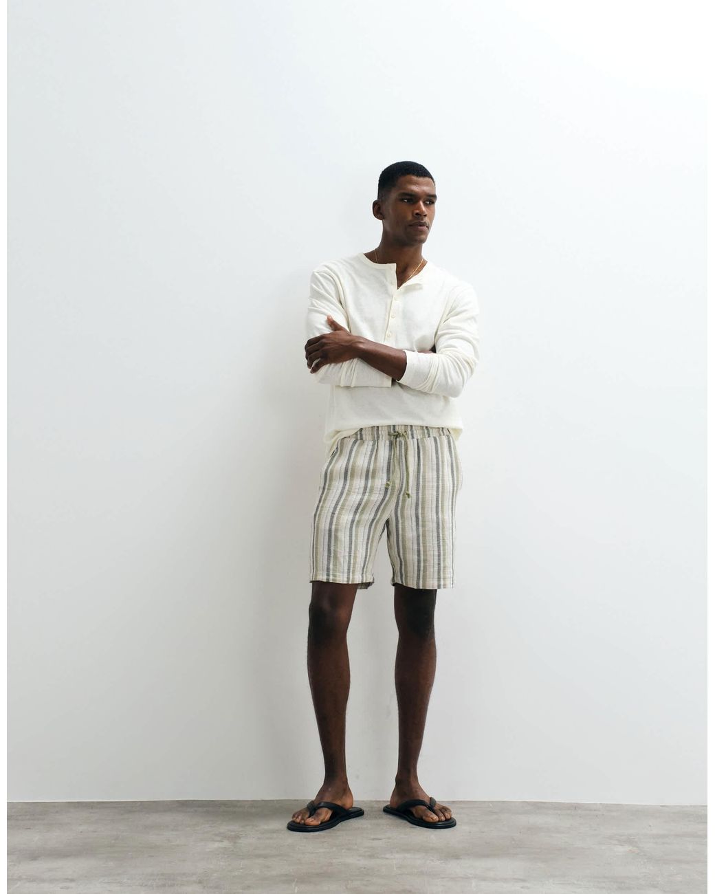Short rayé avec cordon Only & Sons pour homme en coloris White