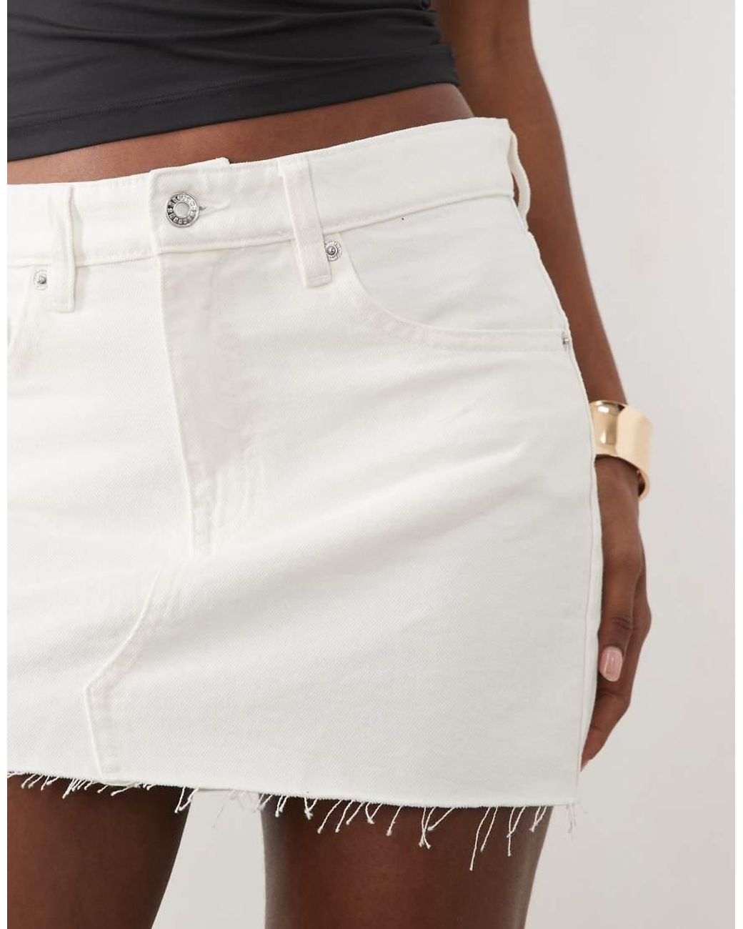 Mango White 100% Cotton Mini Skirt